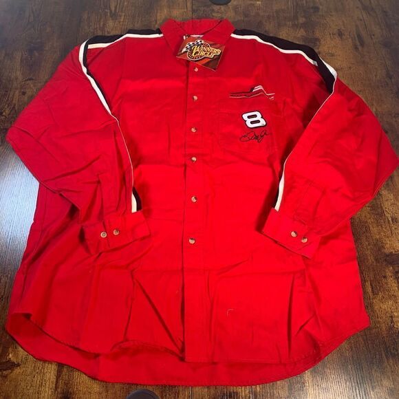 Winners Circle Dale Earnhardt Jr Mens Size XXL RED Long Sleeve Button Up Shirt - Picture 1 of 7